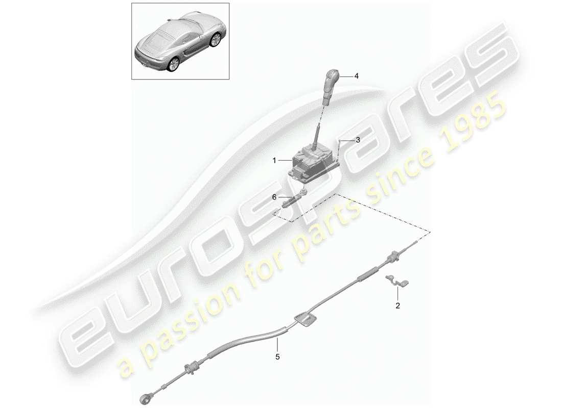 porsche 2014 (981 cayman) levier sélecteur schéma des pièces