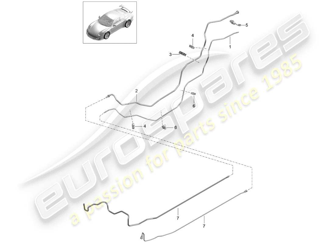 porsche 2015 (991-1 r/gt3/rs) diagramme des pièces de la conduite de carburant