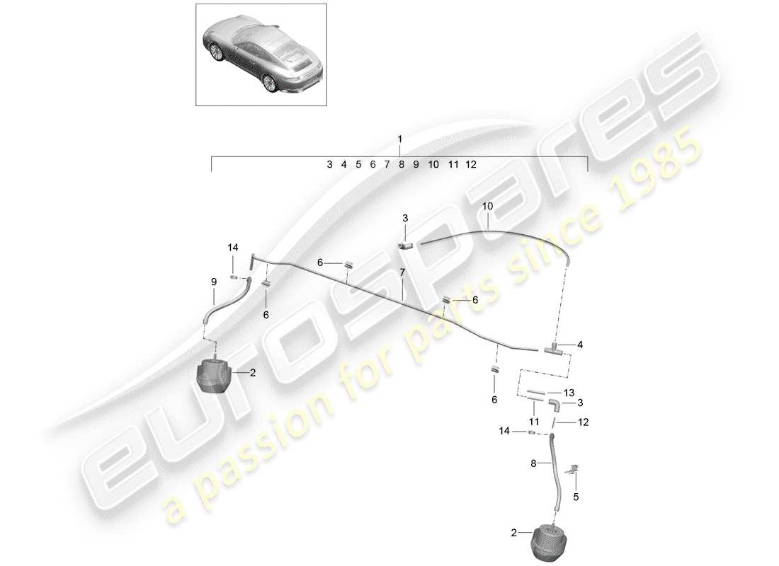 porsche 2019 (991-2) système d'échappement schéma des pièces