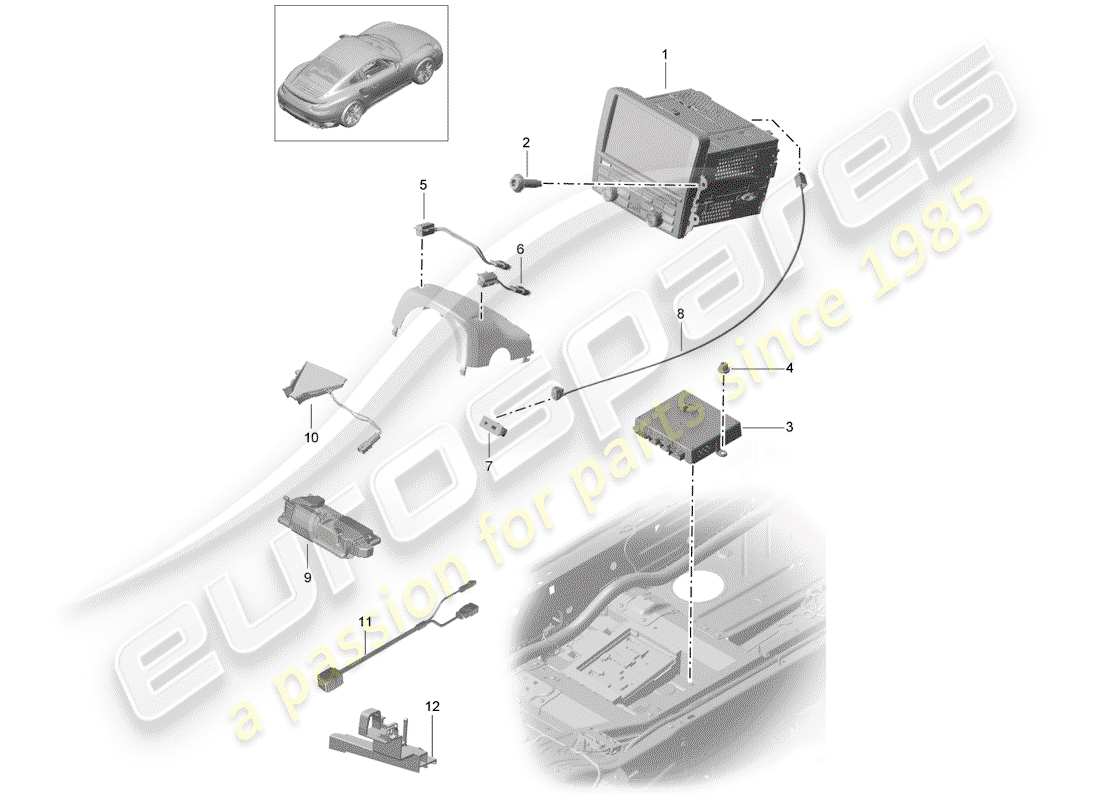 porsche 2020 (991-2 turbo) unité de commande schéma des pièces