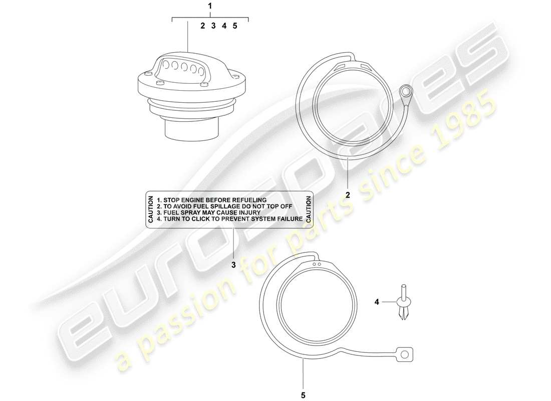 porsche 2007 (tequipment) bouchon du réservoir de carburant schéma des pièces