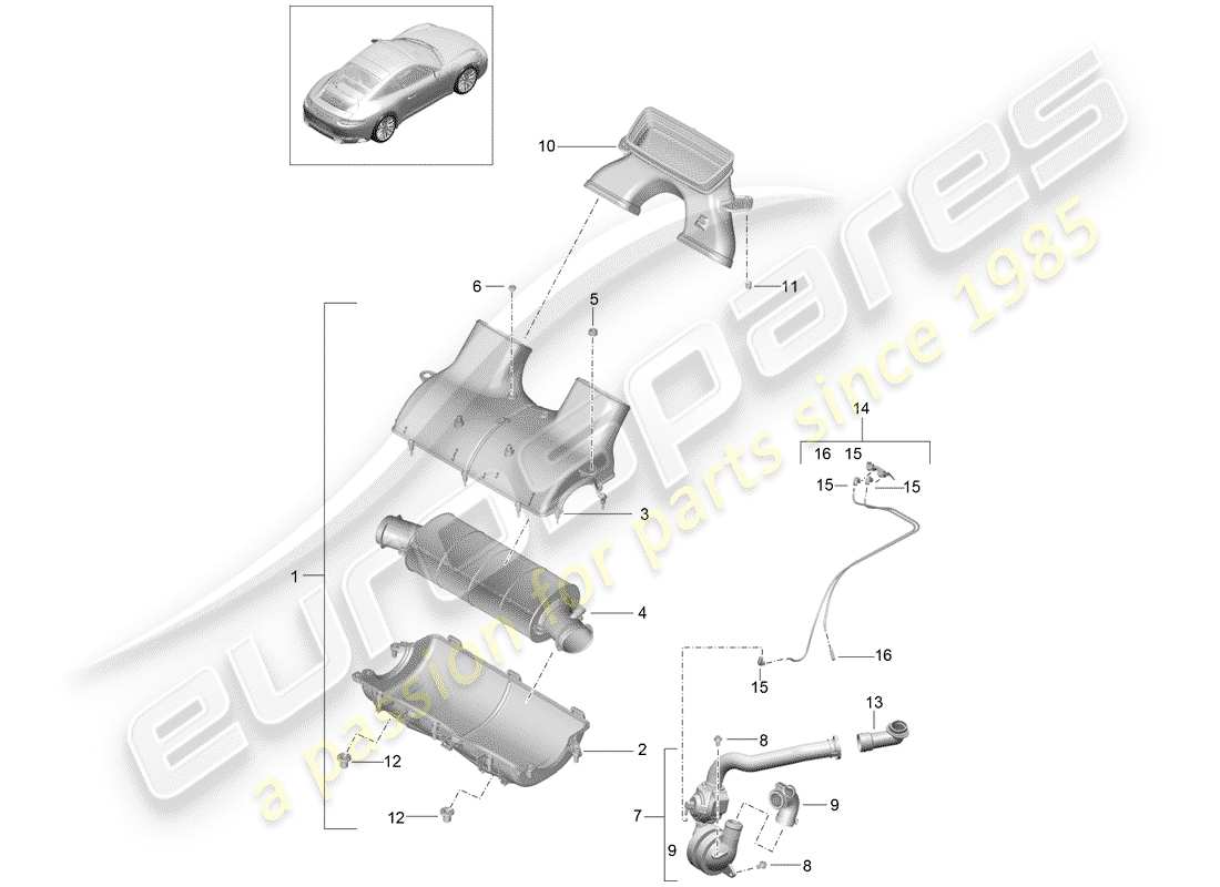 porsche 2019 (991-2) schéma des pièces du filtre à air