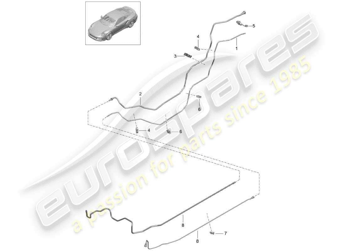 porsche 2017 (991-2 turbo) conduite de carburant schéma des pièces