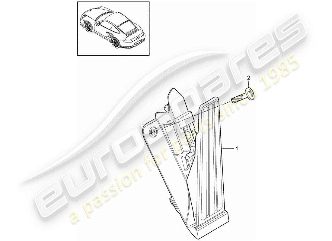 porsche 2011 (997-2 turbo / gt2 rs) schéma des pièces des pédales