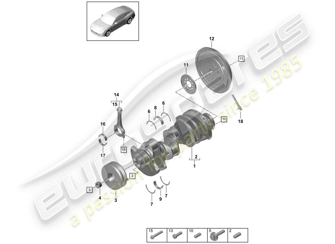 porsche 2017 (panamera 971-1) diagramme de pièce de vilebrequin