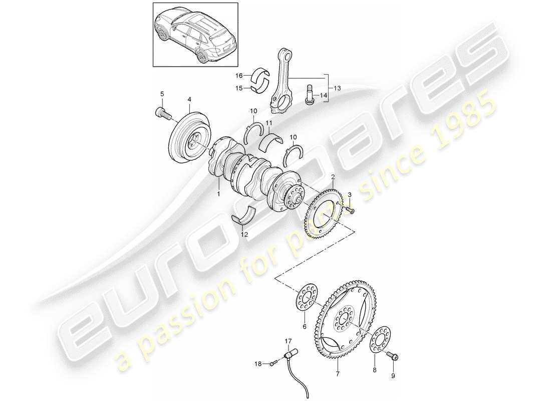 porsche 2012 (cayenne e2 92a) vilebrequin schéma des pièces