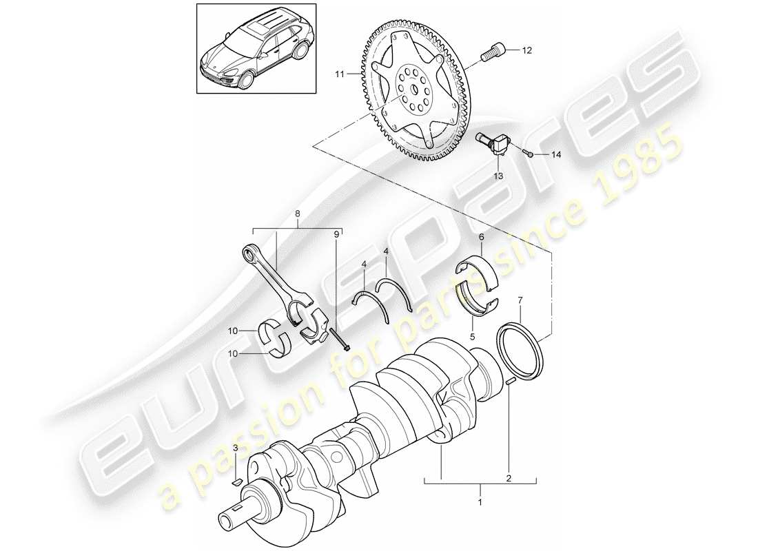 porsche 2012 (cayenne e2 92a) vilebrequin schéma des pièces