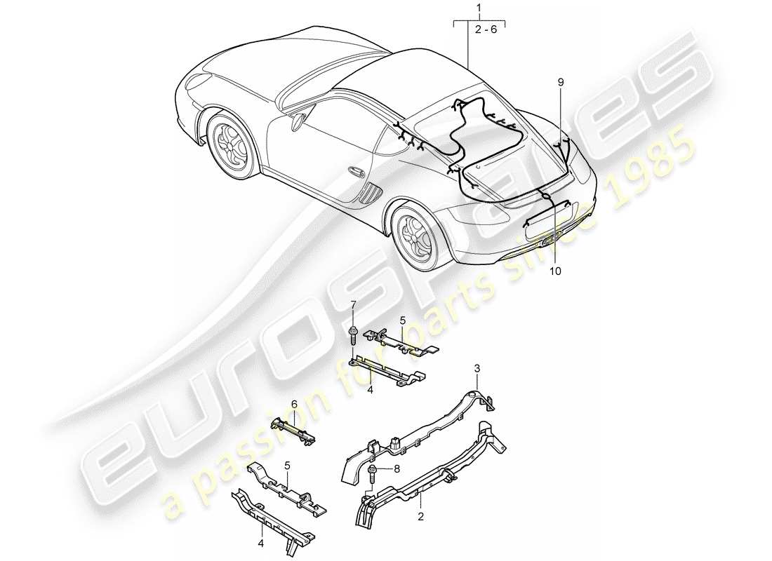 porsche 2012 (987 cayman) faisceaux de câbles schéma des pièces