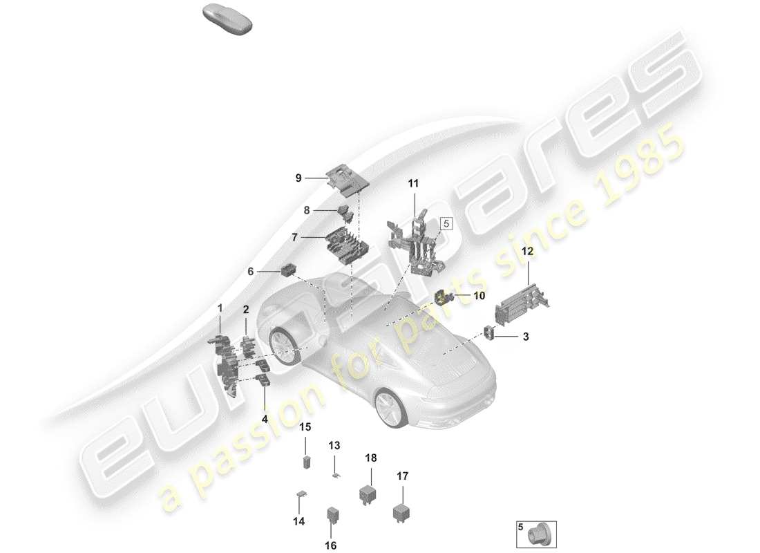 porsche 2020 (992-1) boîte à fusibles/plaque relais schéma des pièces