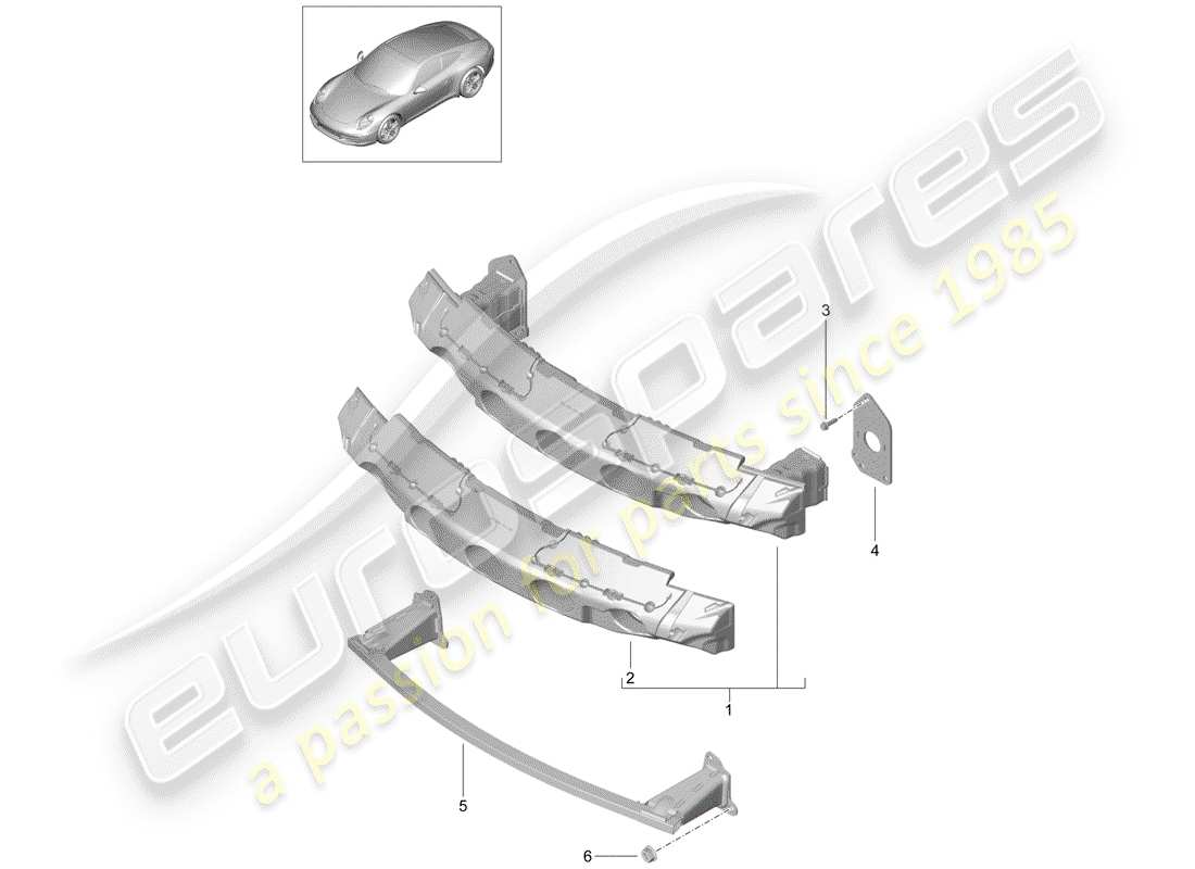 porsche 2013 (991-1) support de pare-chocs schéma des pièces