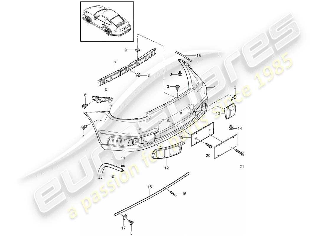porsche 2012 (997-2 turbo / gt2 rs) diagramme des pièces de doublure