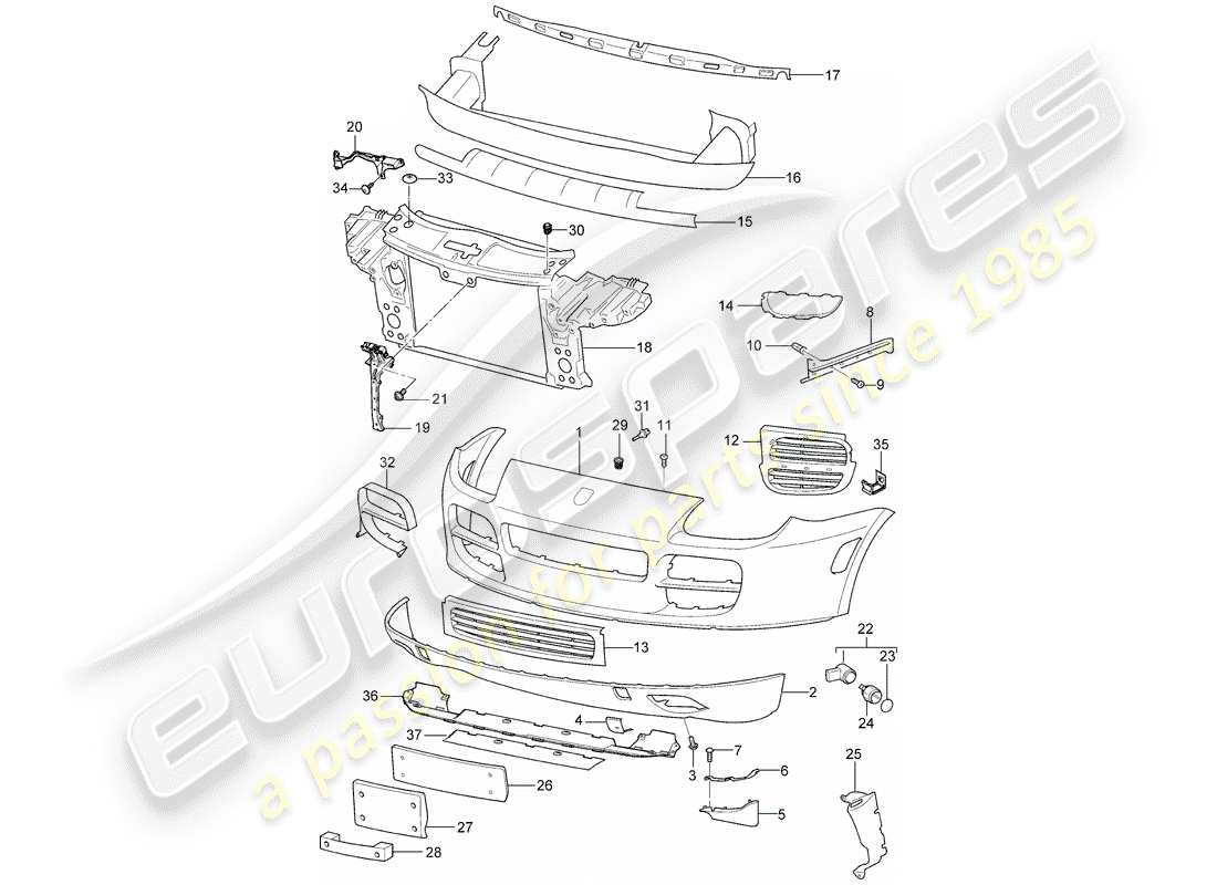 porsche 2003 (cayenne e1 9pa) diagramme des pièces de doublure