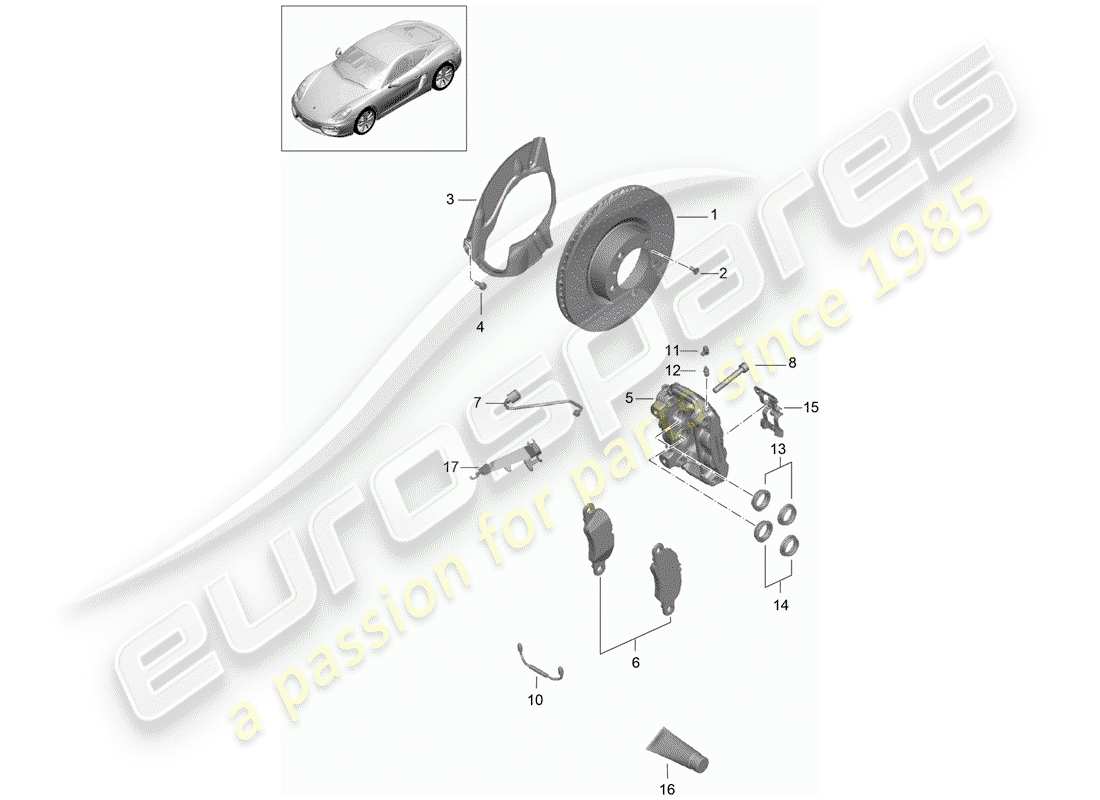 porsche 2015 (981 cayman) freins à disque schéma des pièces