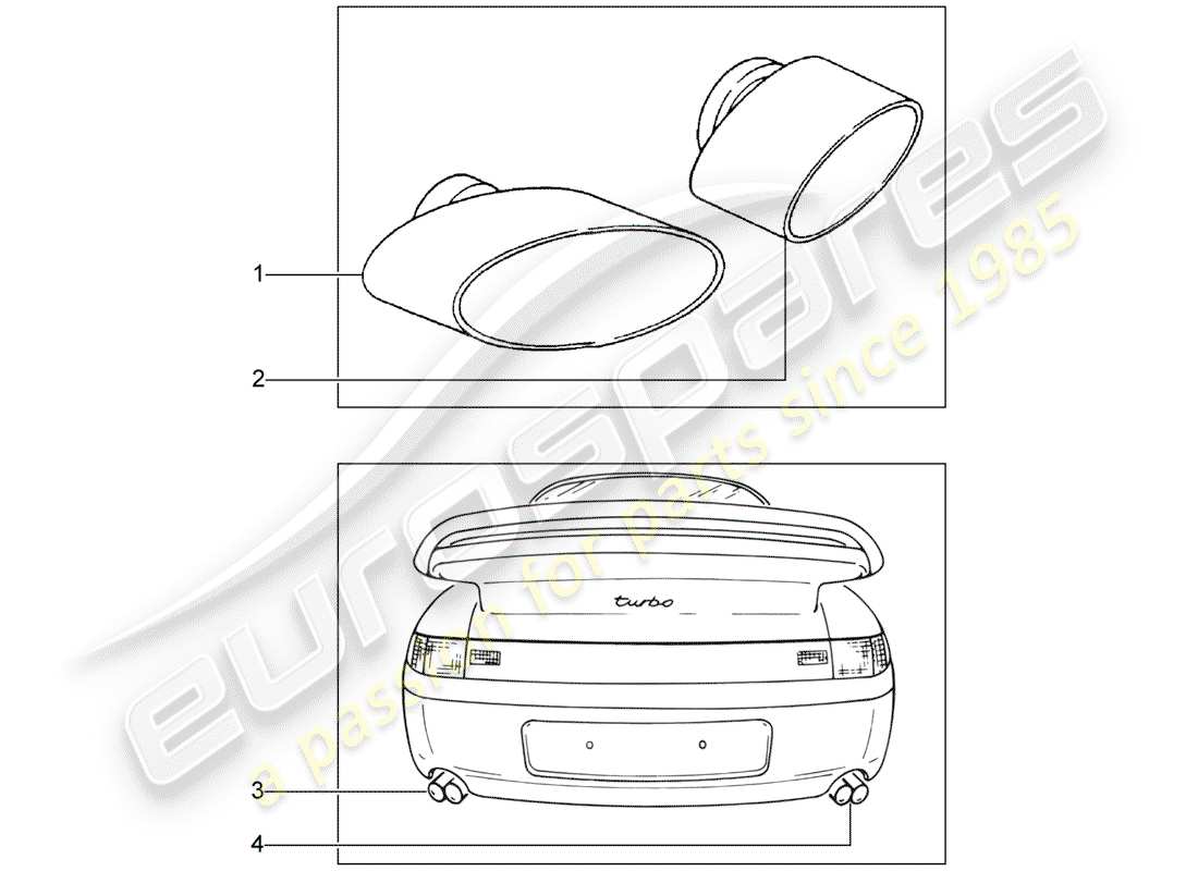 porsche 1995 (tequipment) tuyau d'échappement schéma des pièces