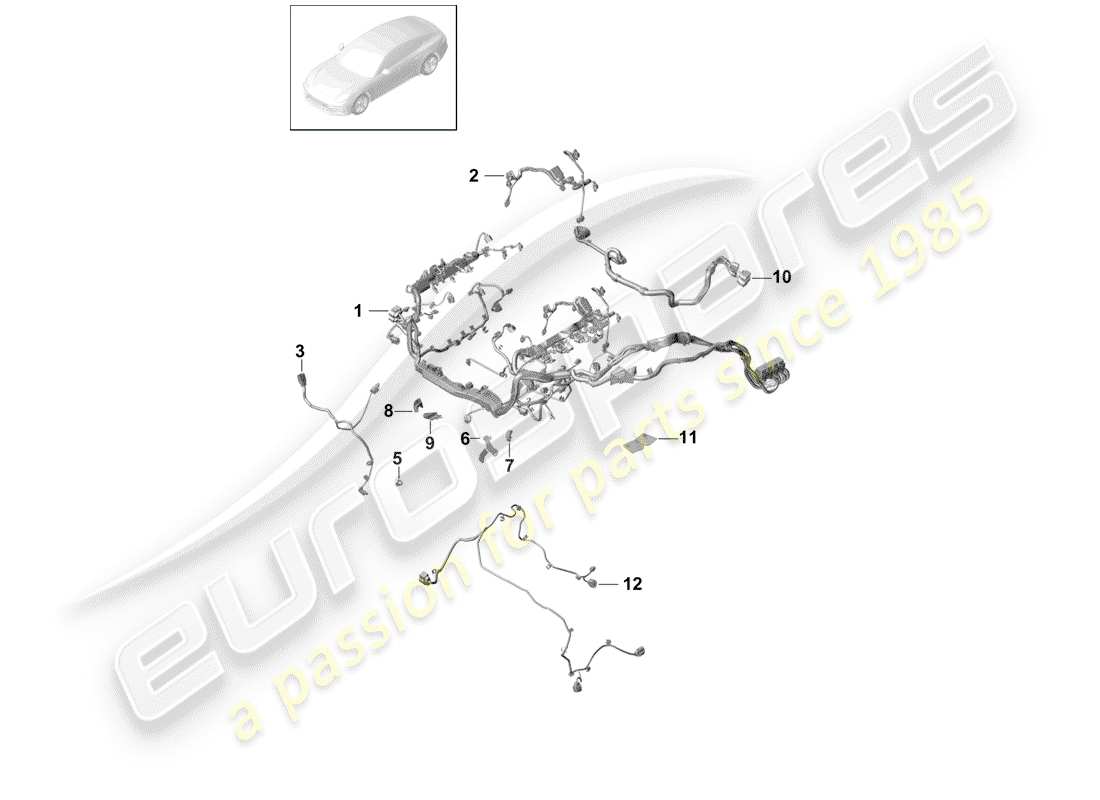 porsche 2017 (panamera 971-1) faisceaux de câbles schéma des pièces