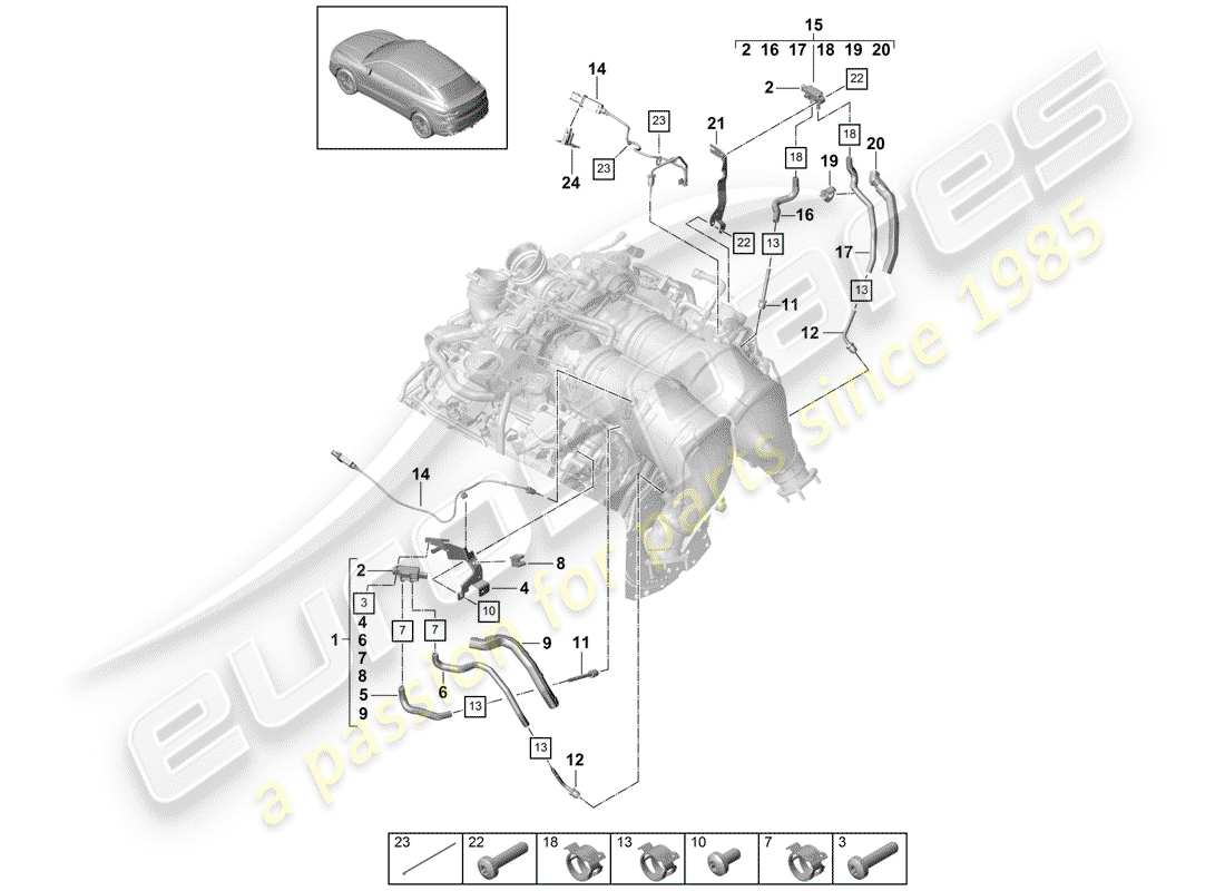 porsche 2019 (cayenne e3 9ya/9yb) ligne de commande pour différentiel schéma des pièces