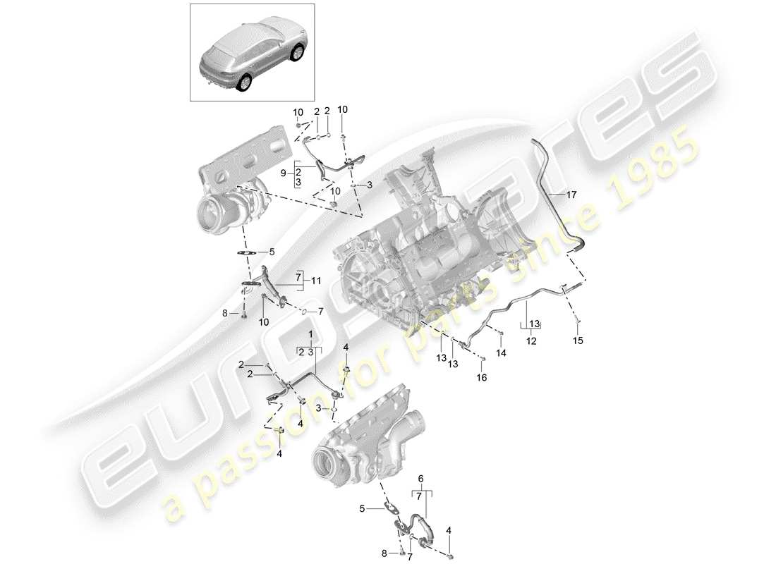 porsche 2014 (macan) conduite de retour d'huile schéma des pièces