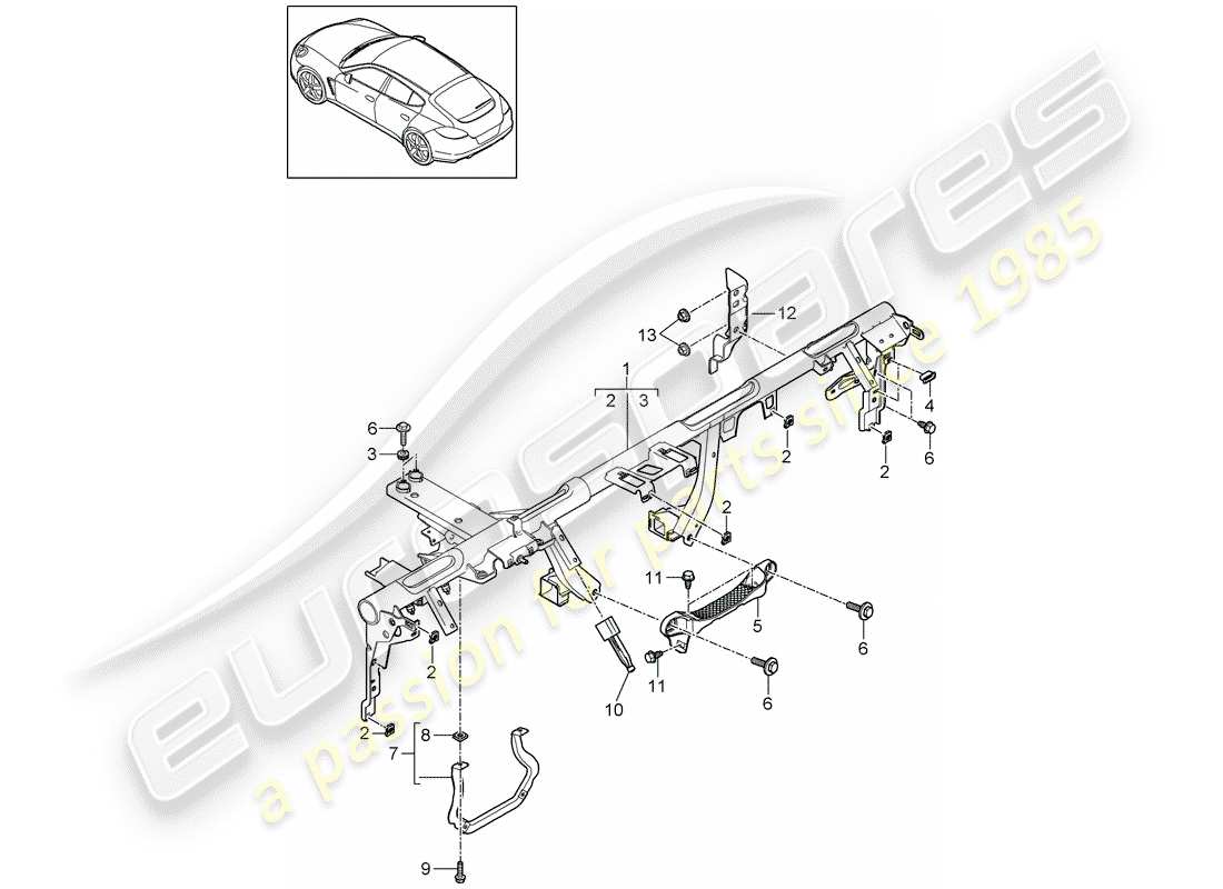 porsche 2013 (panamera 970) cadre de retenue schéma des pièces