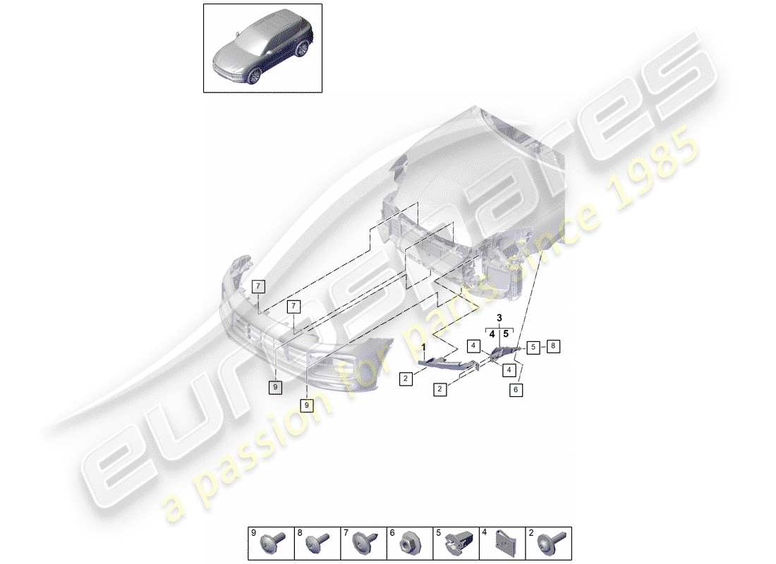 porsche 2020 (cayenne e3 9ya/9yb) attaches schéma des pièces
