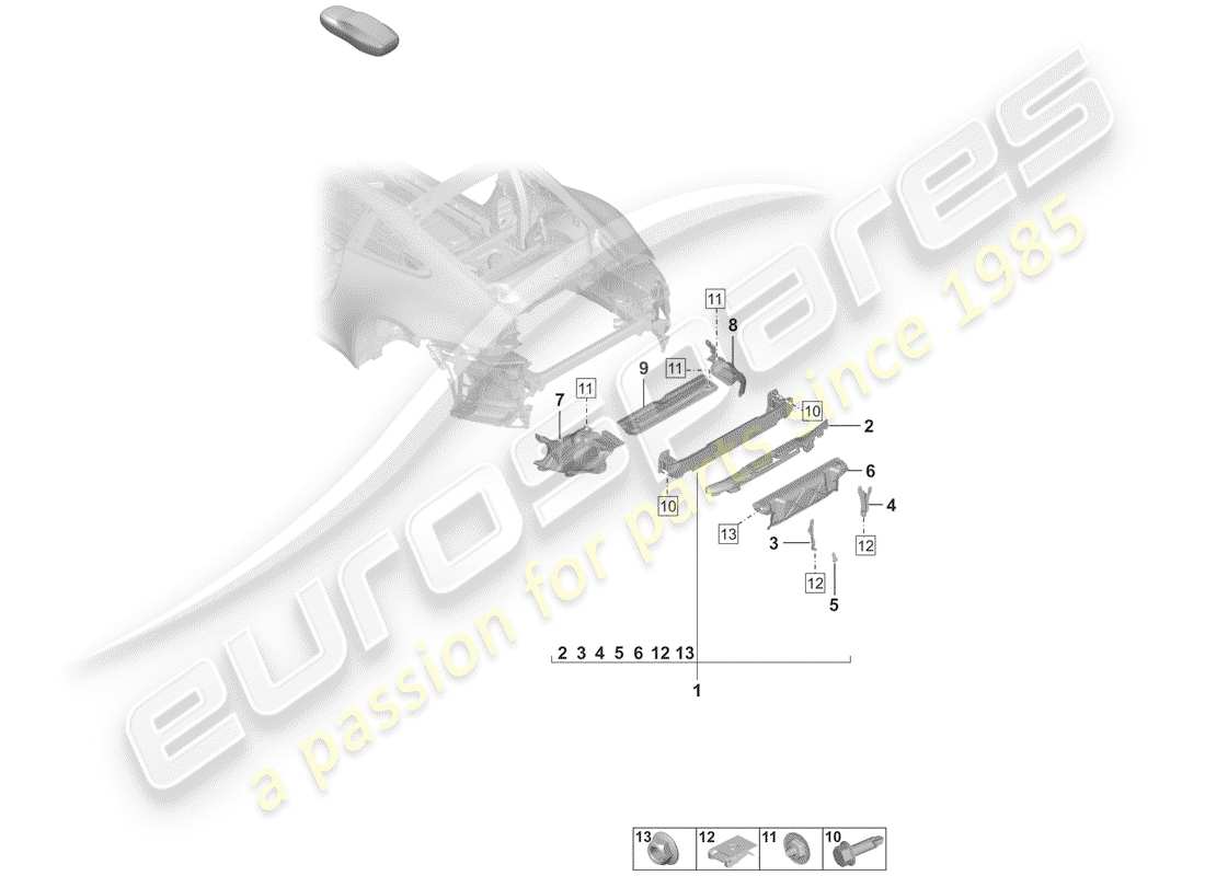 porsche 2019 (992-1) support de pare-chocs schéma des pièces