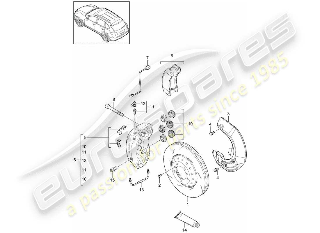 porsche 2013 (cayenne e2 92a) freins à disque schéma des pièces