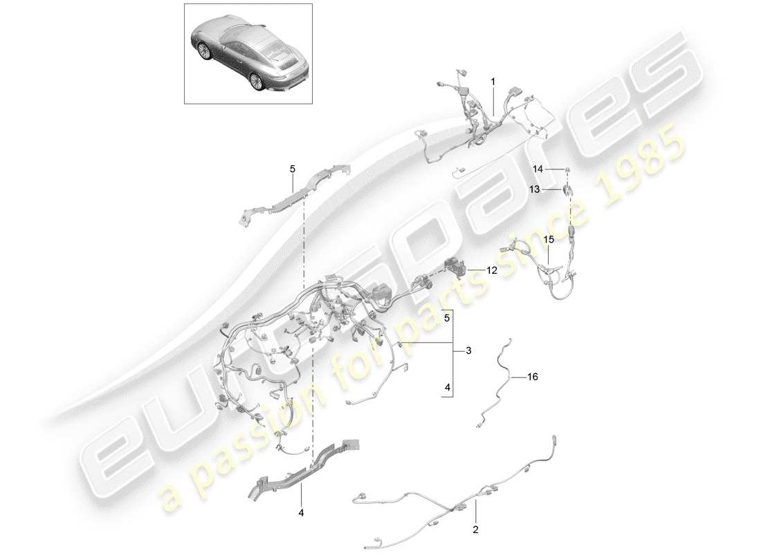 porsche 2017 (991-2) faisceaux de câbles schéma des pièces