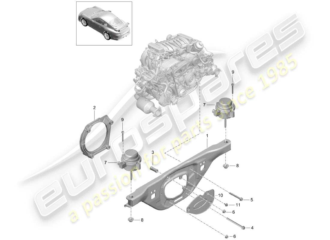 porsche 2015 (991-1 r/gt3/rs) attaque de levage du moteur schéma des pièces