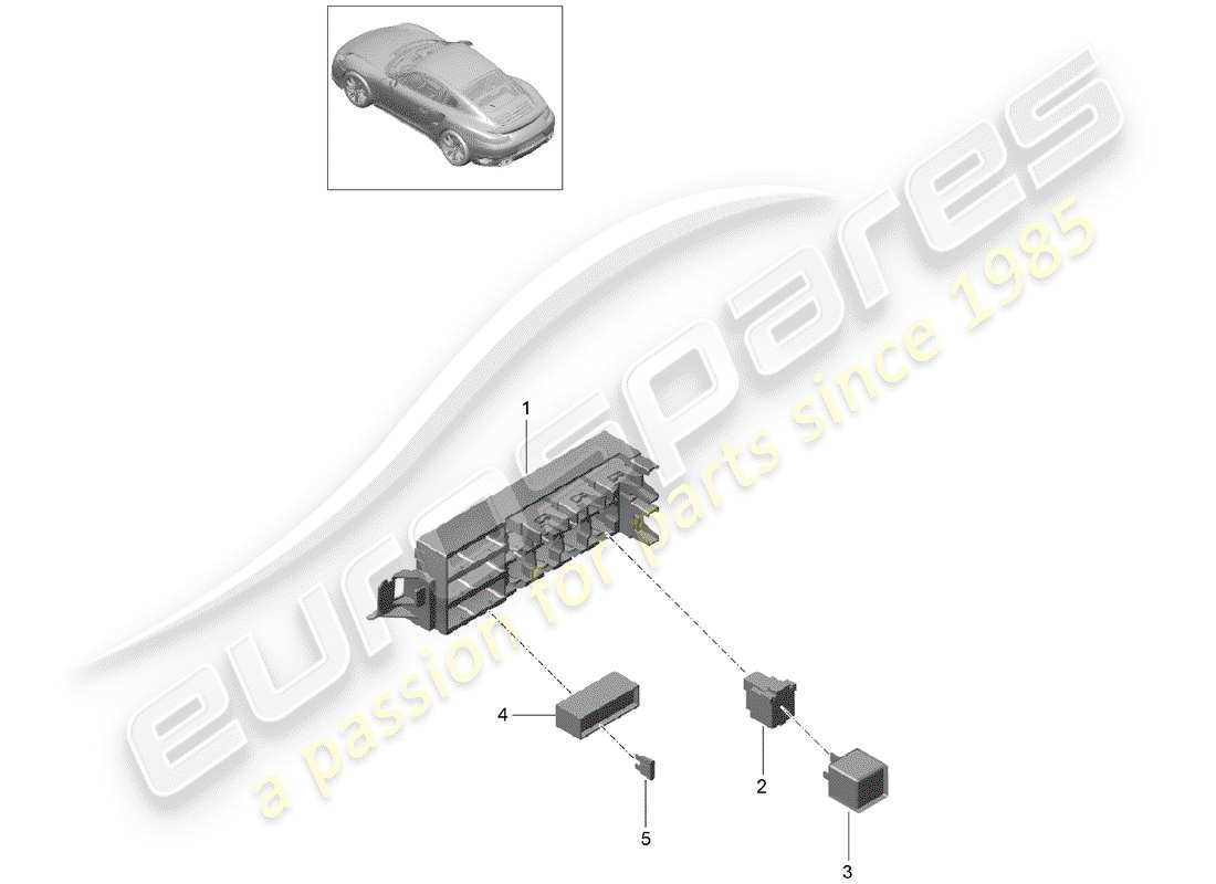 porsche 991 turbo (2020) boîte à fusibles/plaque relais schéma des pièces