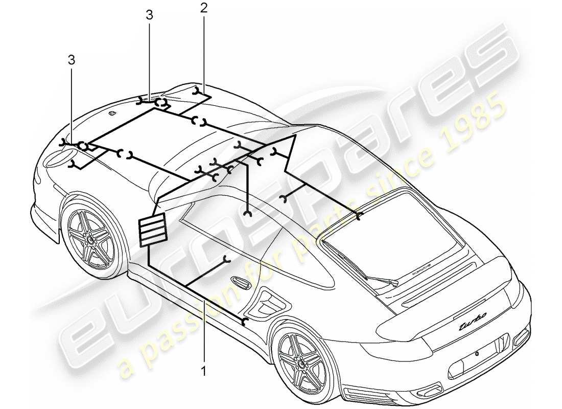 porsche 2012 (997-2 turbo / gt2 rs) faisceau de câblage schéma des pièces