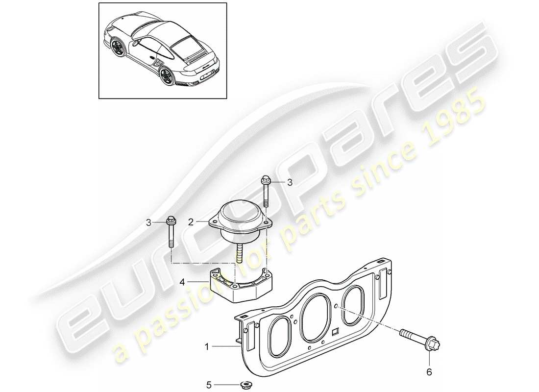 porsche 2012 (997-2 turbo / gt2 rs) suspension moteur schéma des pièces