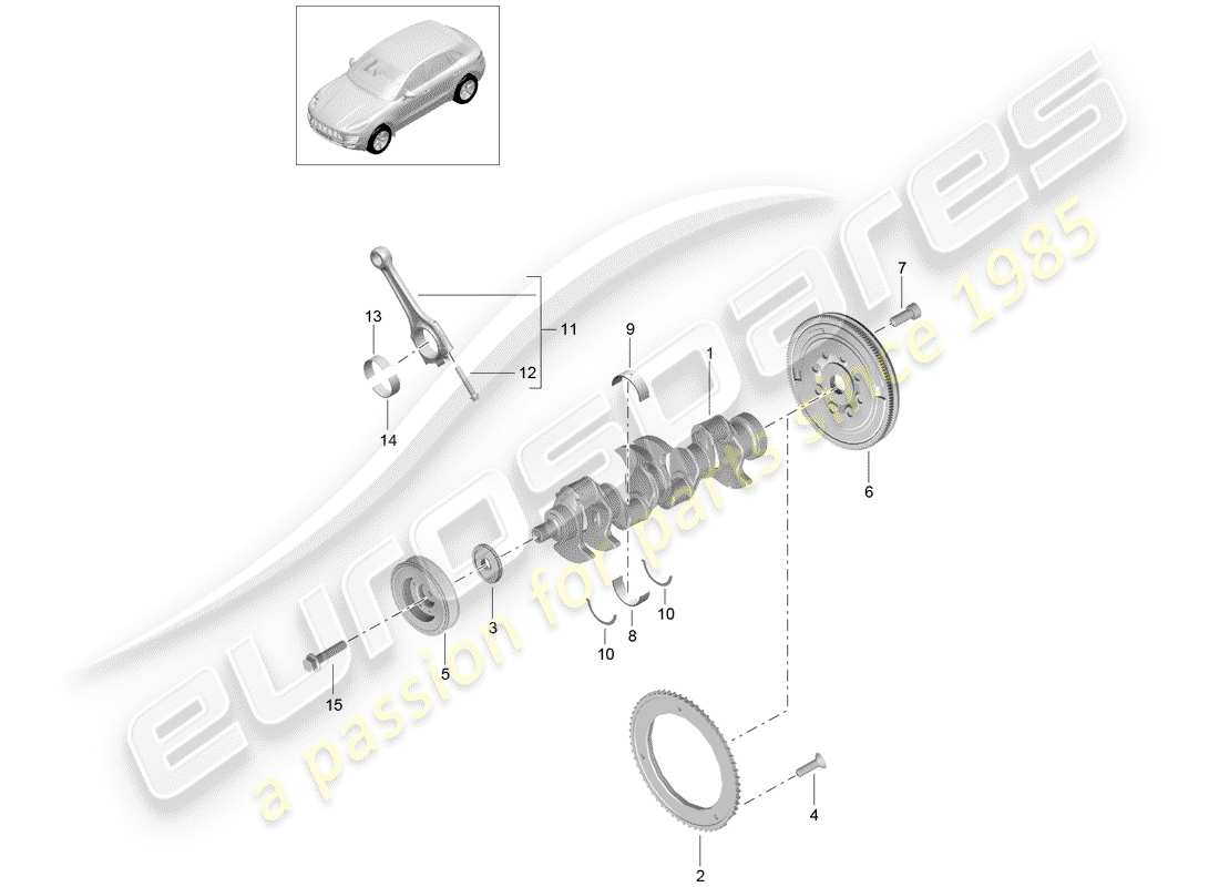 porsche 2014 (macan) diagramme de pièce de vilebrequin