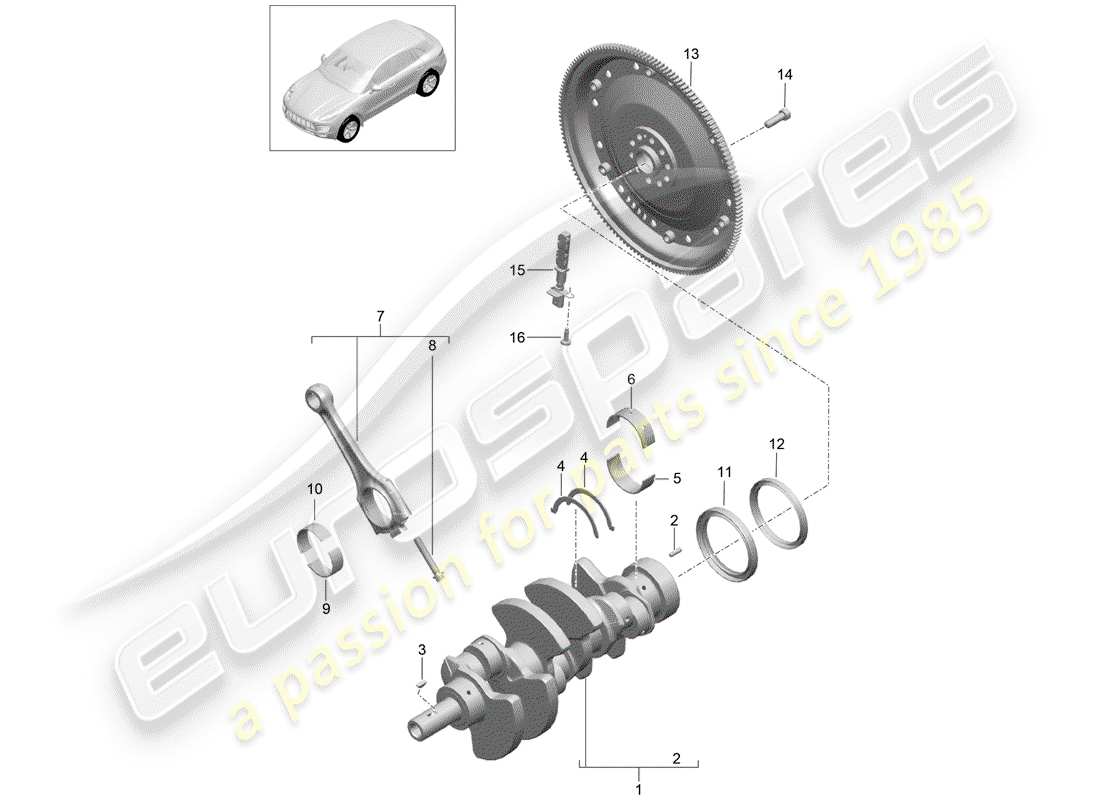 porsche 2014 (macan) diagramme de pièce de vilebrequin