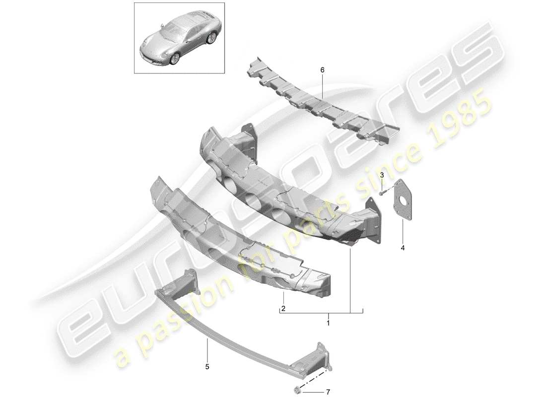 porsche 2019 (991-2) support de pare-chocs schéma des pièces