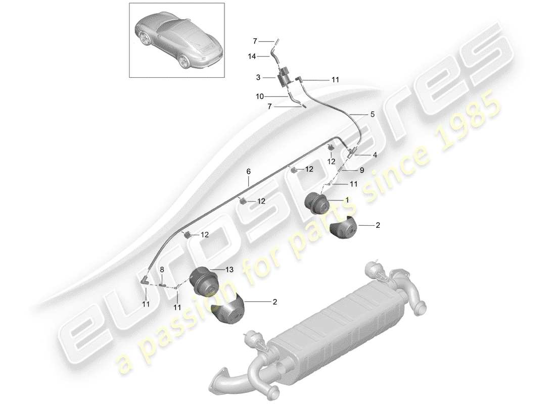 porsche 2015 (991-1) système d'échappement schéma des pièces