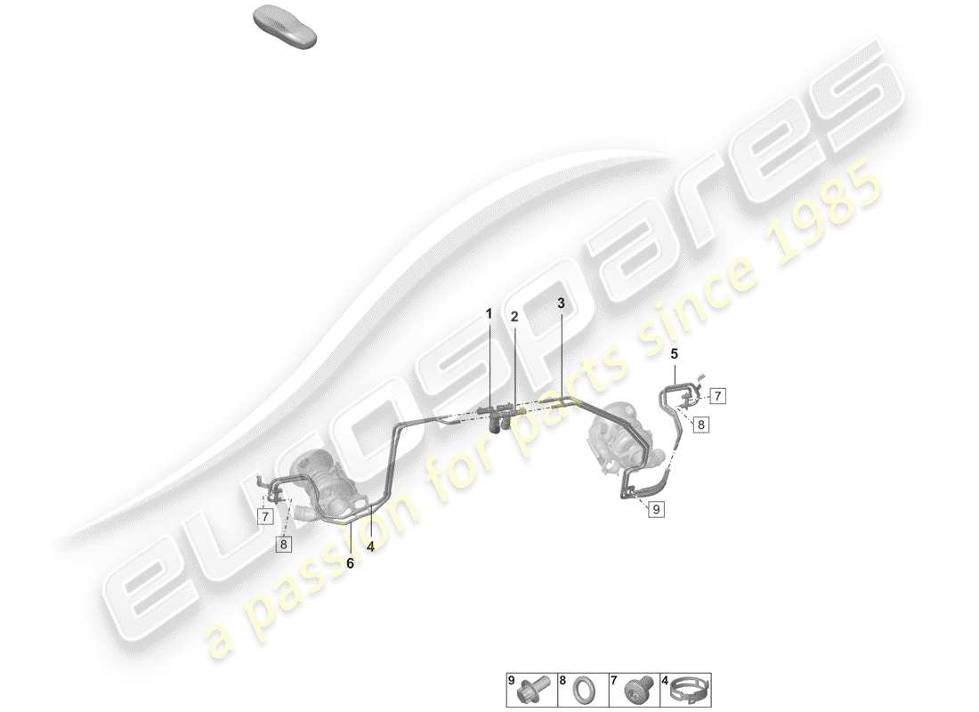 porsche 2019 (992-1) turbocompresseur de gaz d'échappement schéma des pièces