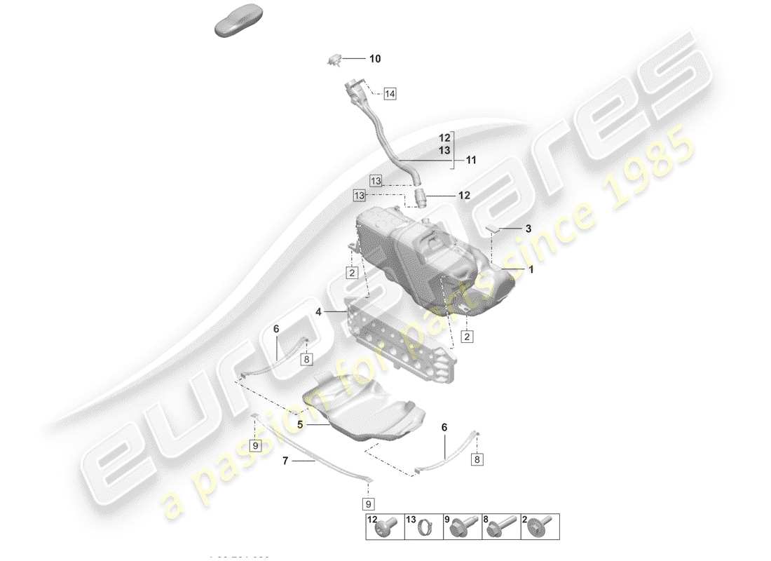 porsche 2019 (992-1) réservoir d'essence schéma des pièces