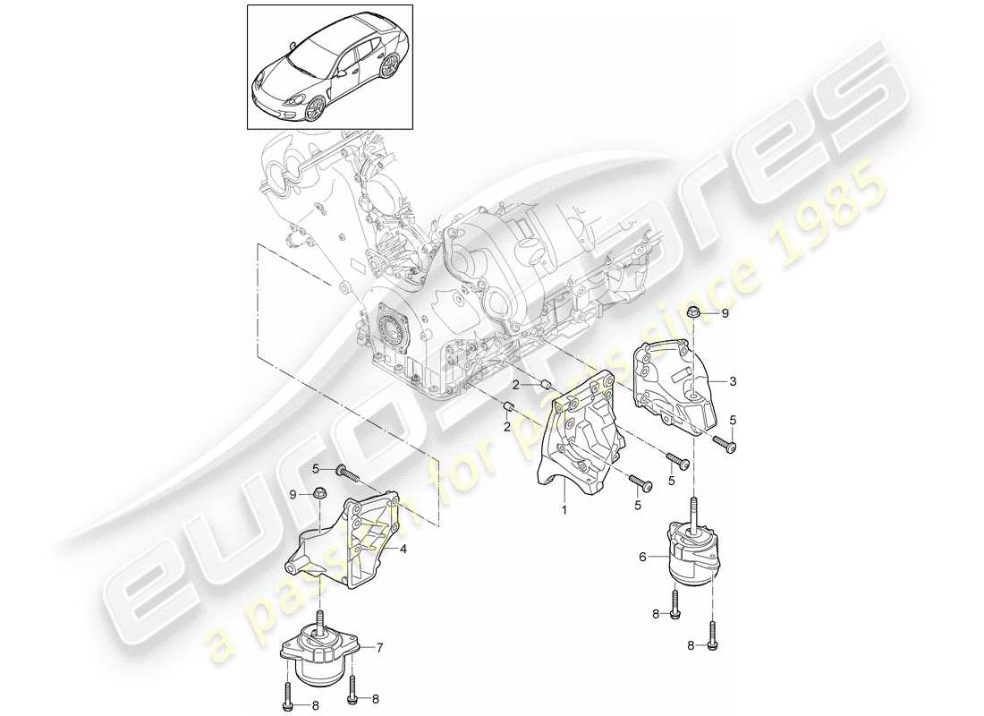 porsche 2013 (panamera 970) suspension du moteur schéma des pièces