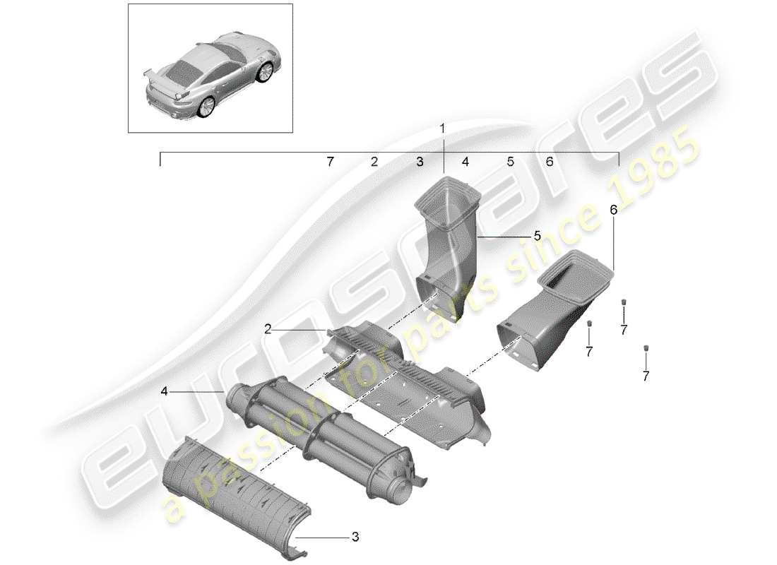 porsche 2020 (991-2 turbo) schéma des pièces du filtre à air