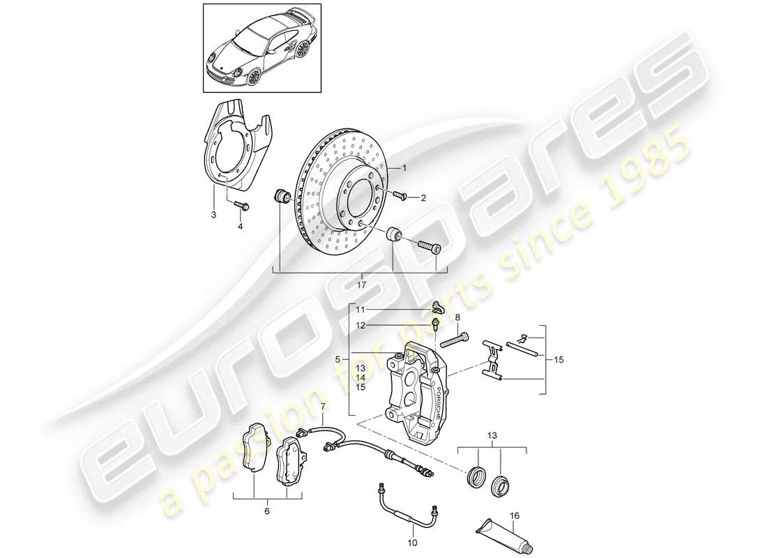 porsche 2012 (997-2 turbo / gt2 rs) freins à disque schéma des pièces