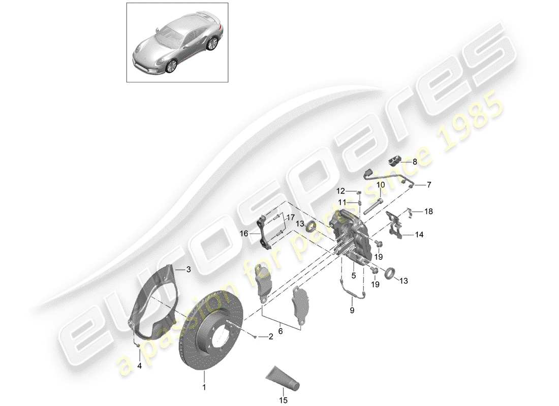 porsche 2016 (991-1 turbo) freins à disque schéma des pièces