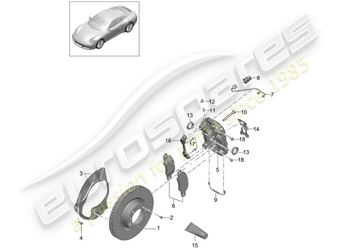 porsche 2019 (991-2) freins à disque schéma des pièces