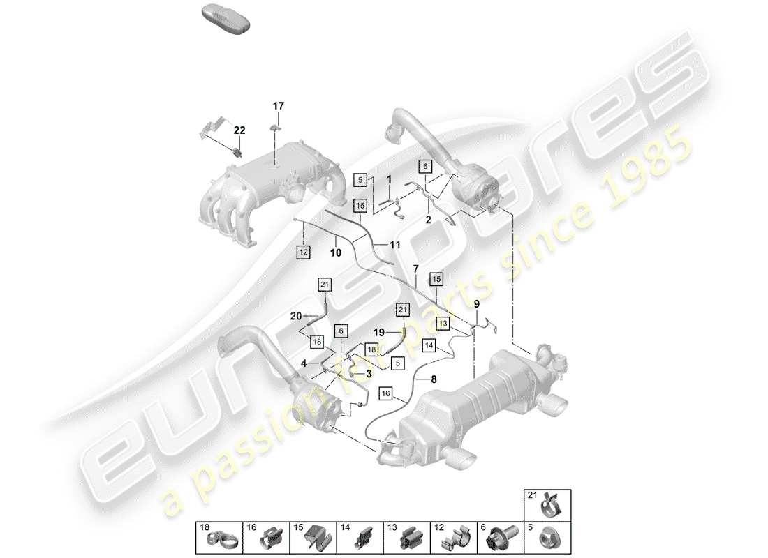 porsche 2020 (718 boxster spyder) filtre à particules essence schéma des pièces