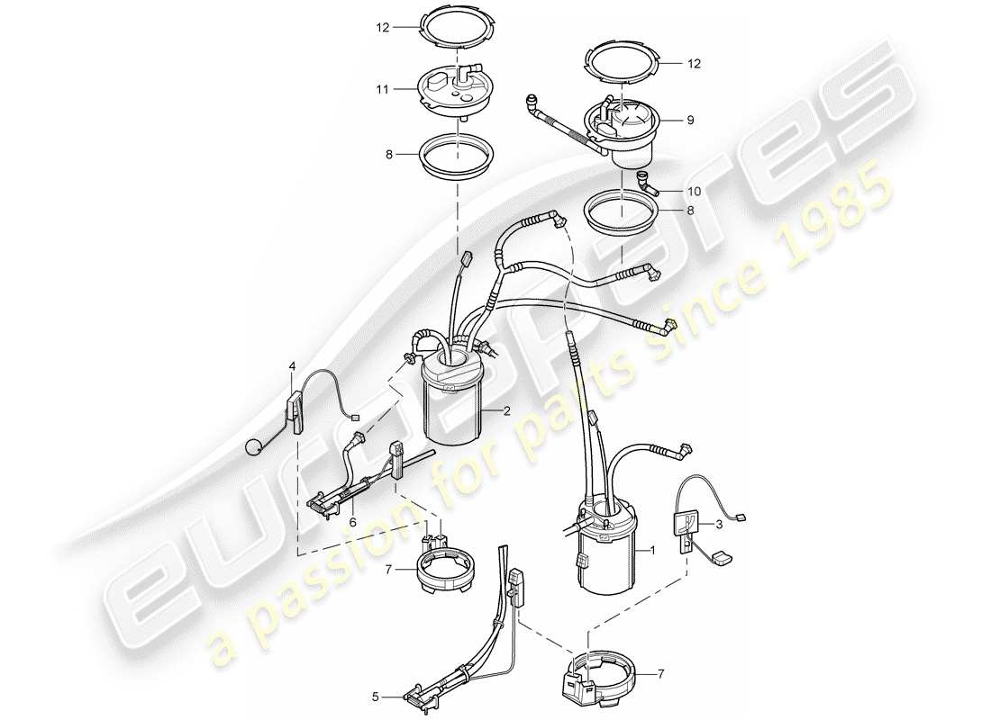 porsche 2003 (cayenne e1 9pa) réservoir de carburant schéma des pièces