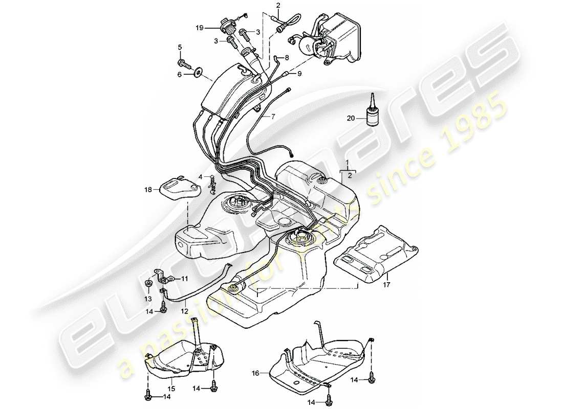 porsche 2003 (cayenne e1 9pa) réservoir de carburant schéma des pièces