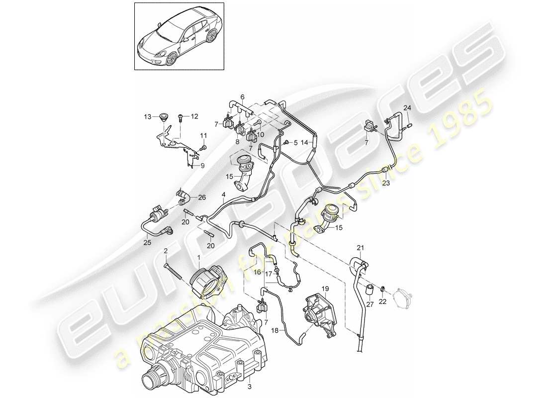 porsche 2013 (panamera 970) corps de papillon - schéma des pièces