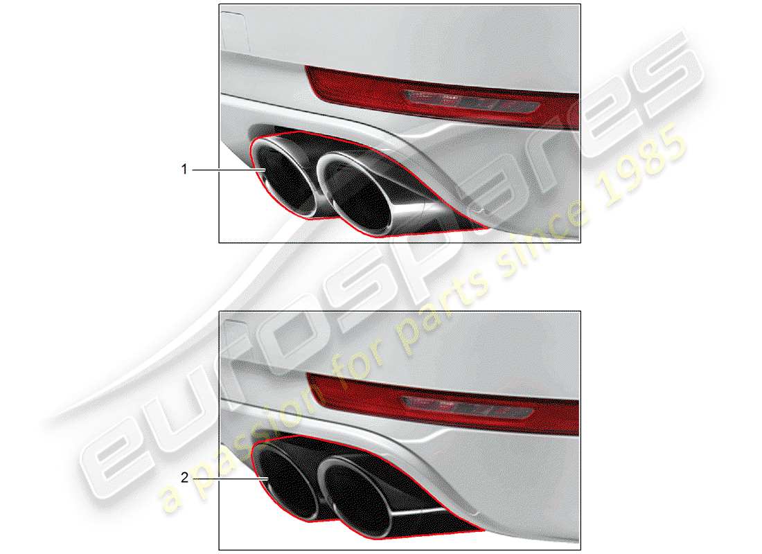 porsche 2017 (tequipment macan) echappement schéma des pièces