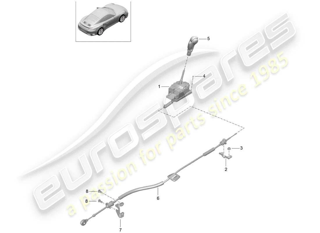 porsche 2020 (991-2 turbo) levier sélecteur schéma des pièces