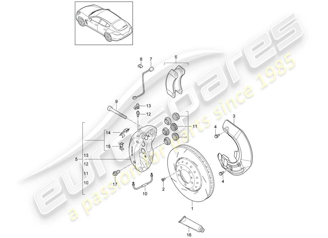 porsche 2012 (panamera 970) freins à disque schéma des pièces