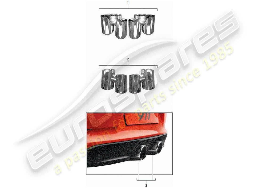 porsche 2013 (tequipment 98x/99x) conseils de tuyau d'échappement schéma des pièces