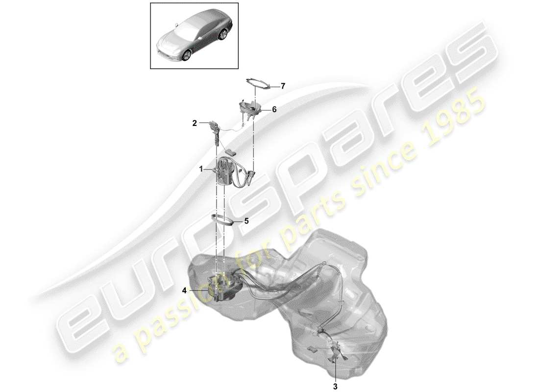 porsche 2019 (panamera 971-1) pompe à carburant schéma des pièces
